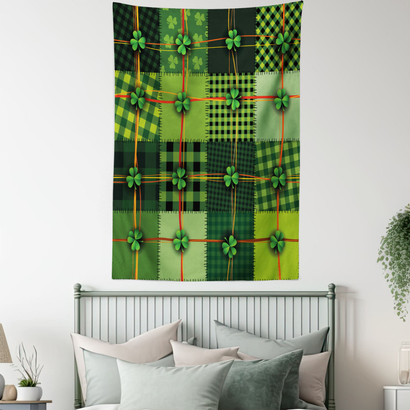 Patchwork Celtic Clovers Tapestry