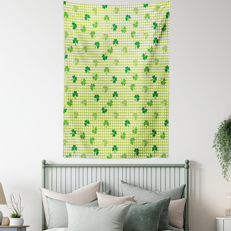 Checkered Retro Shamrocks Tapestry