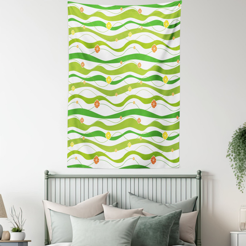 Colorful Wavy Bands Tapestry