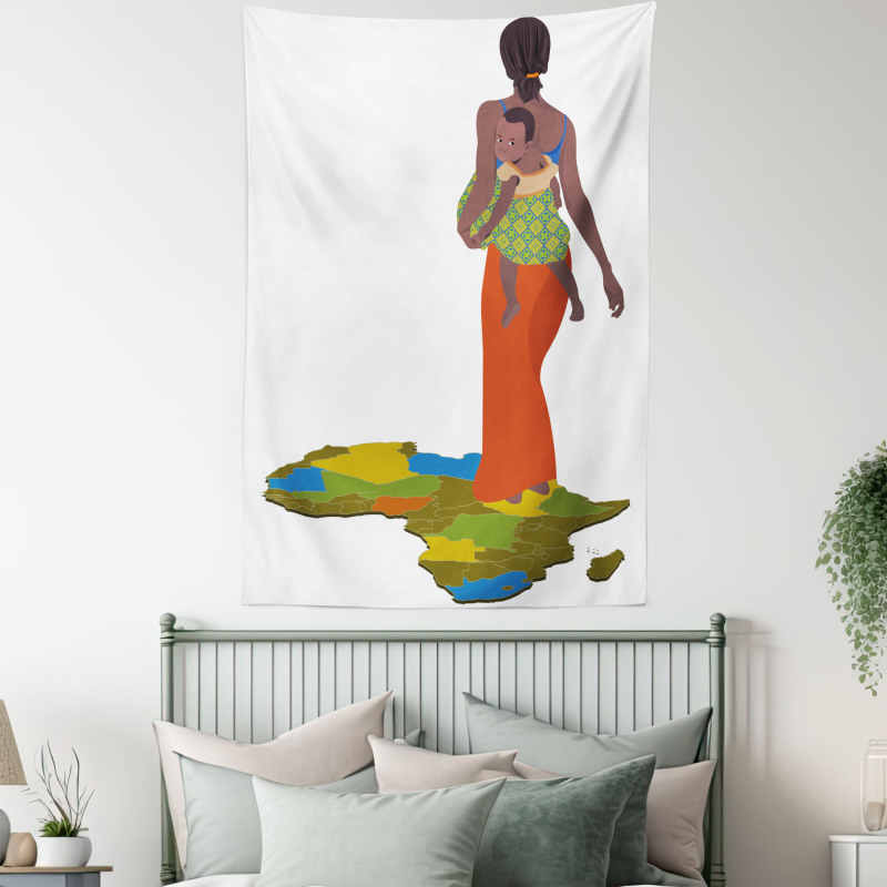 Mother Baby Map Tapestry