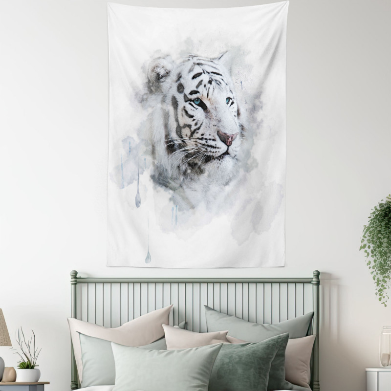 White Tiger Portrait Tapestry
