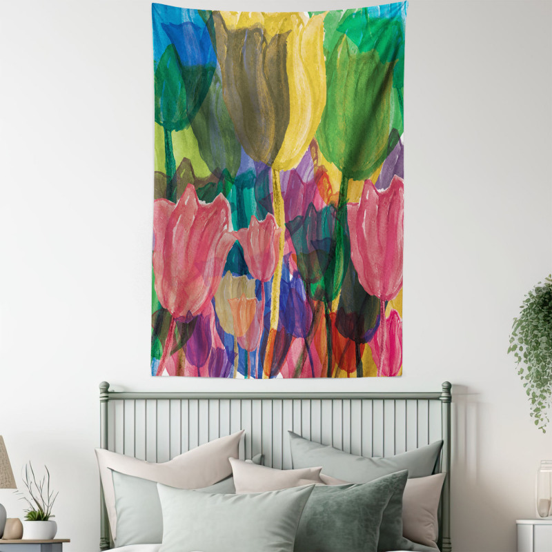 Watercolor Garden Art Tapestry