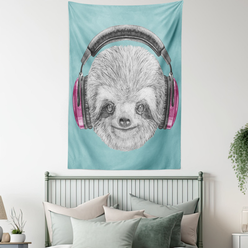 DJ Sloth Headphones Tapestry