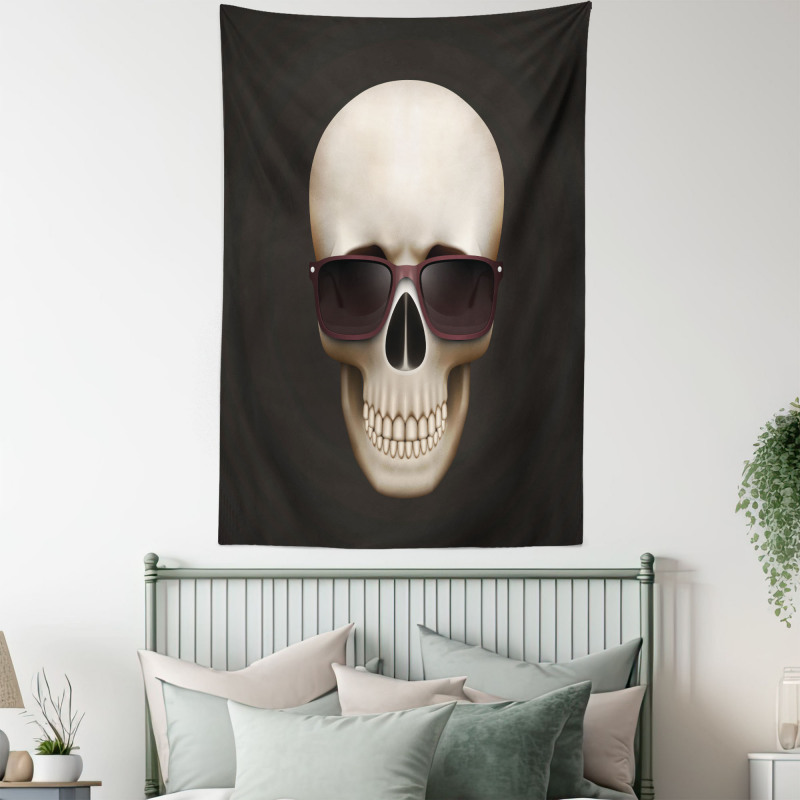 Funny Glass Skeleton Head Tapestry