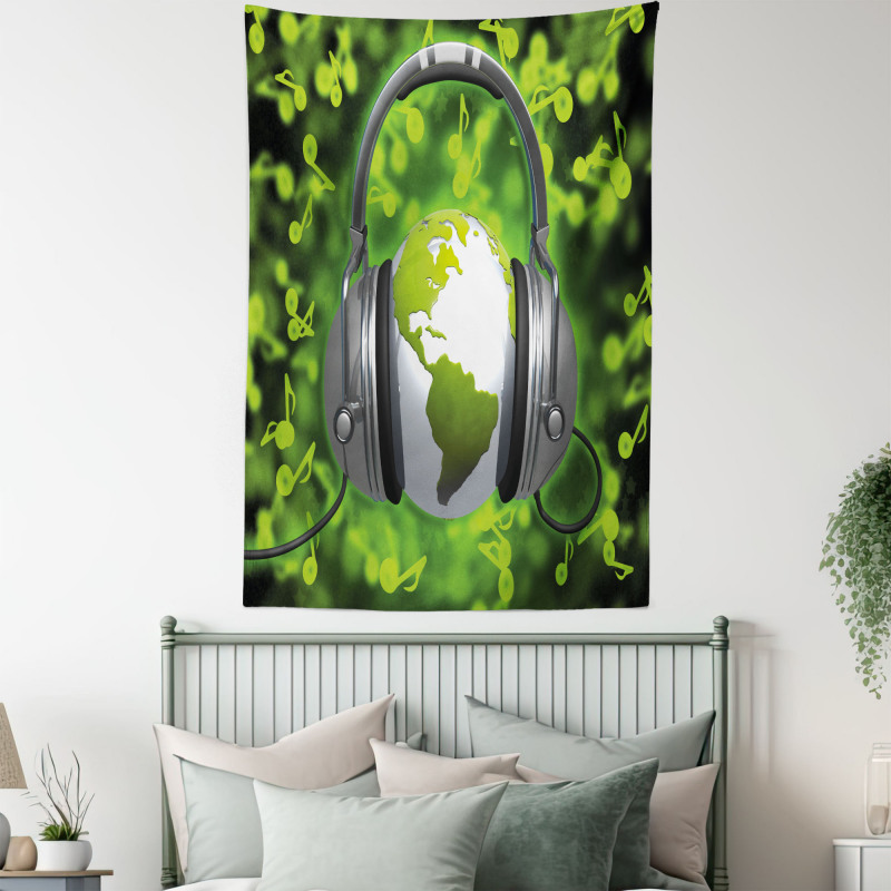 Headphones Music Globe Tapestry