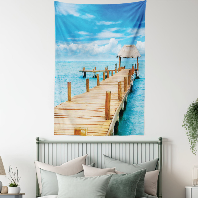 Tropic Seascape Wooden Jetty Tapestry