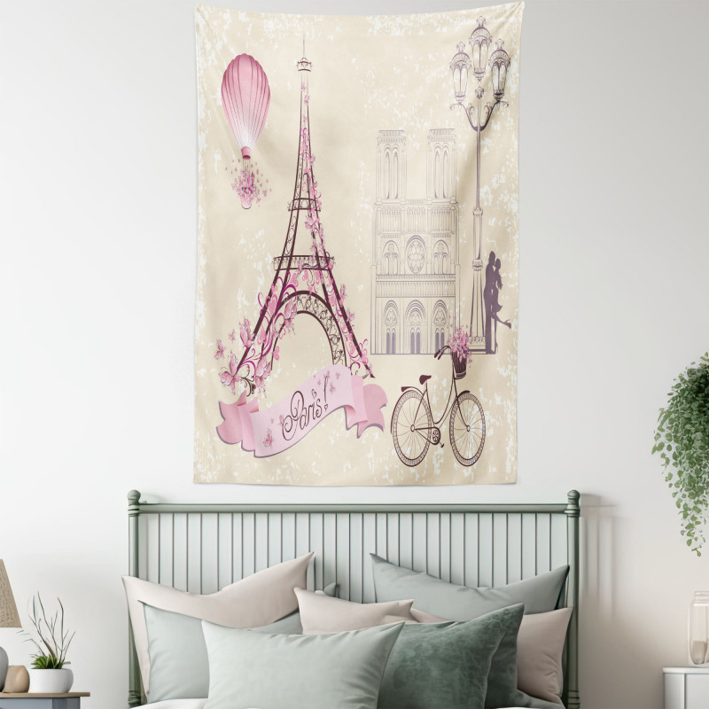 Floral Paris Eiffel Tapestry