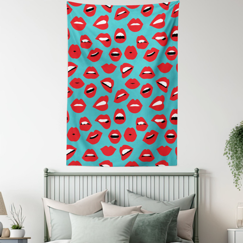 Retro Woman Red Lipstick Tapestry