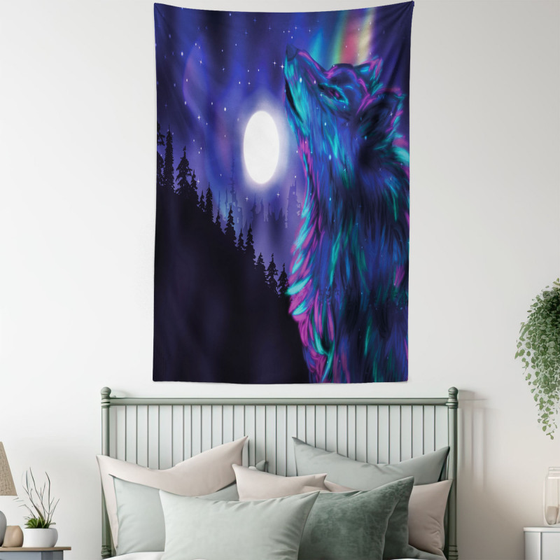 Aurora Borealis and Wolf Tapestry