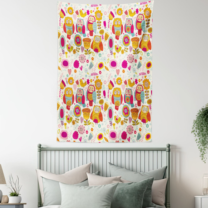 Sixties Style Abstract Bird Tapestry