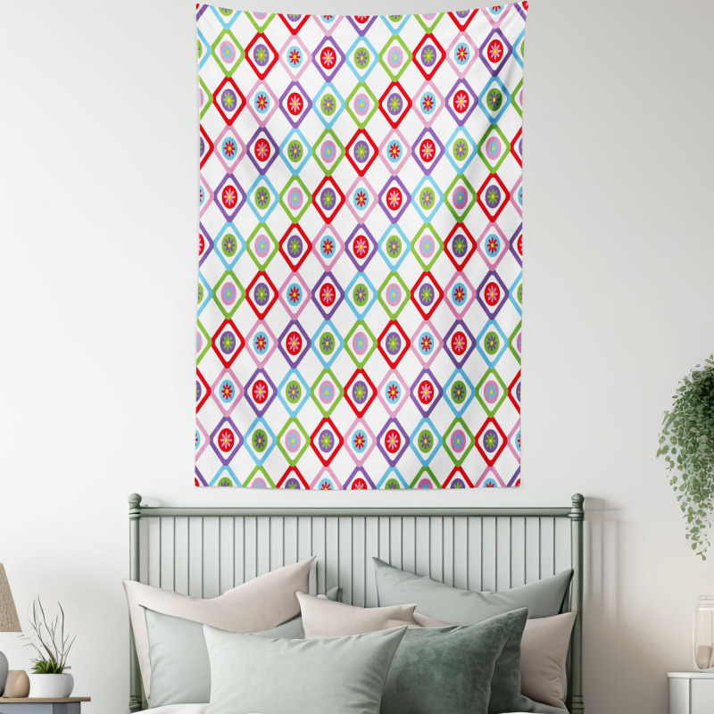 Squares with Flowers Tapestry