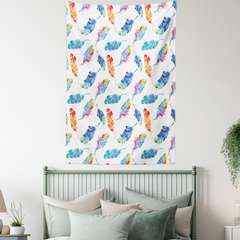 Watercolor Bird Feather Tapestry