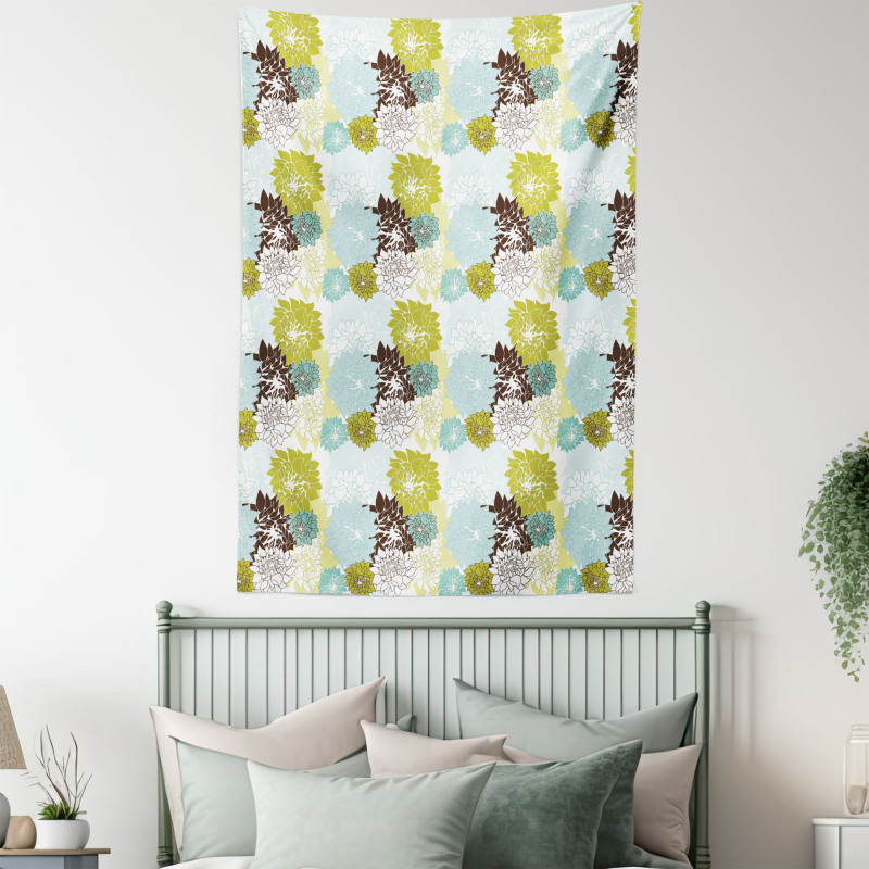 Pastel Wildflower Leaves Tapestry