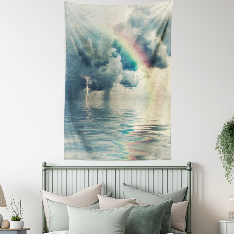 Romantic Water Drops Rainbow Tapestry