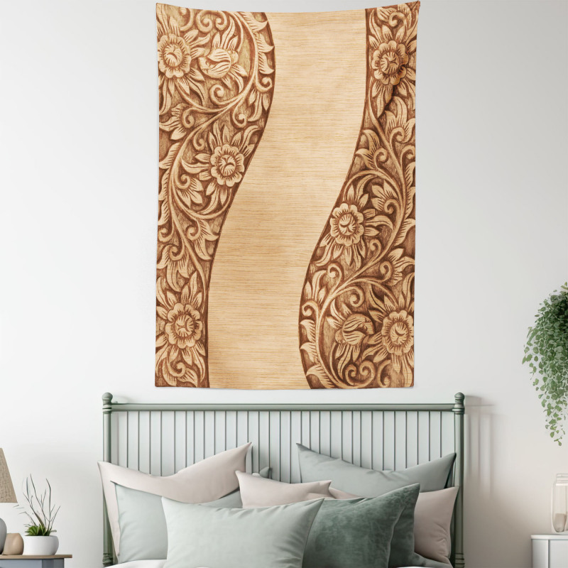 Monochrome Tones Ornate Wood Tapestry