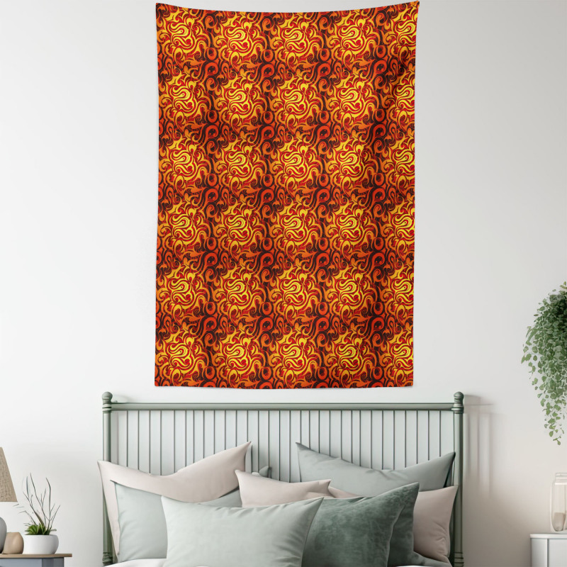 Floral Surreal Curves Tapestry