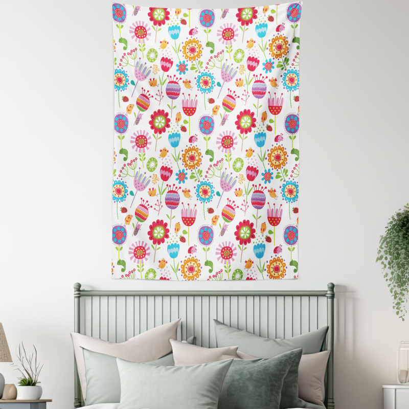 Playful Garden Flowers Tapestry