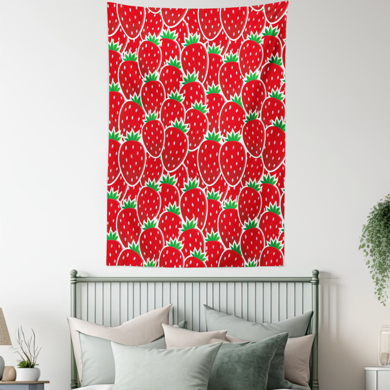 Yummy Strawberry Botany Tapestry