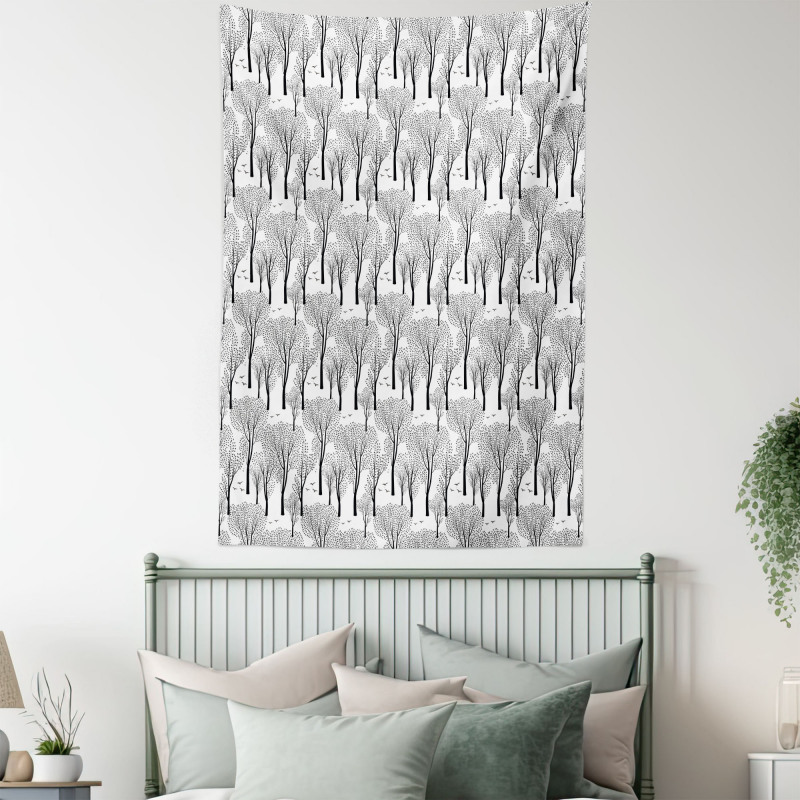 Abstract Forest Birds Tapestry
