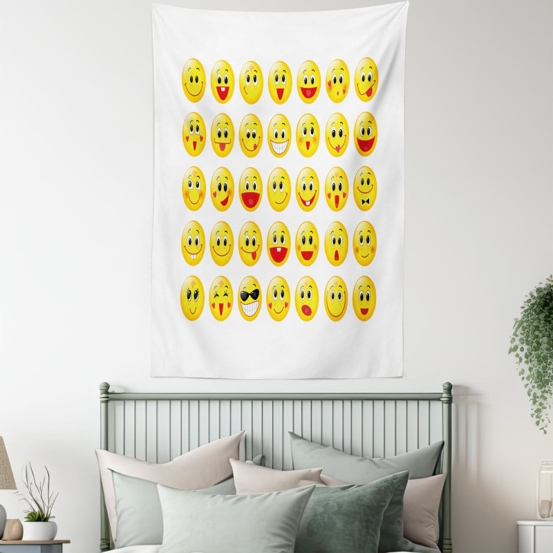 Funny Yellow Round Heads Tapestry