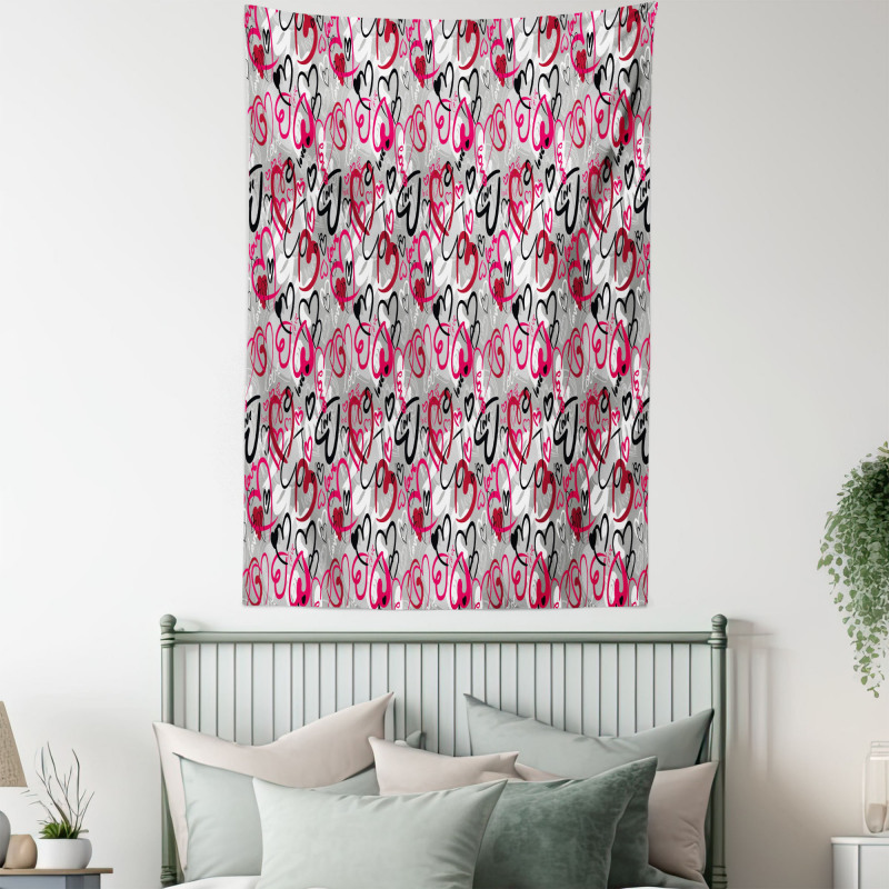 Romantic Random Hearts Tapestry