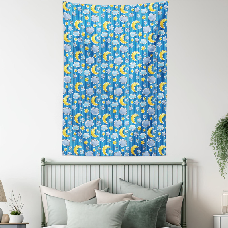 Abstract Moon and Clouds Tapestry