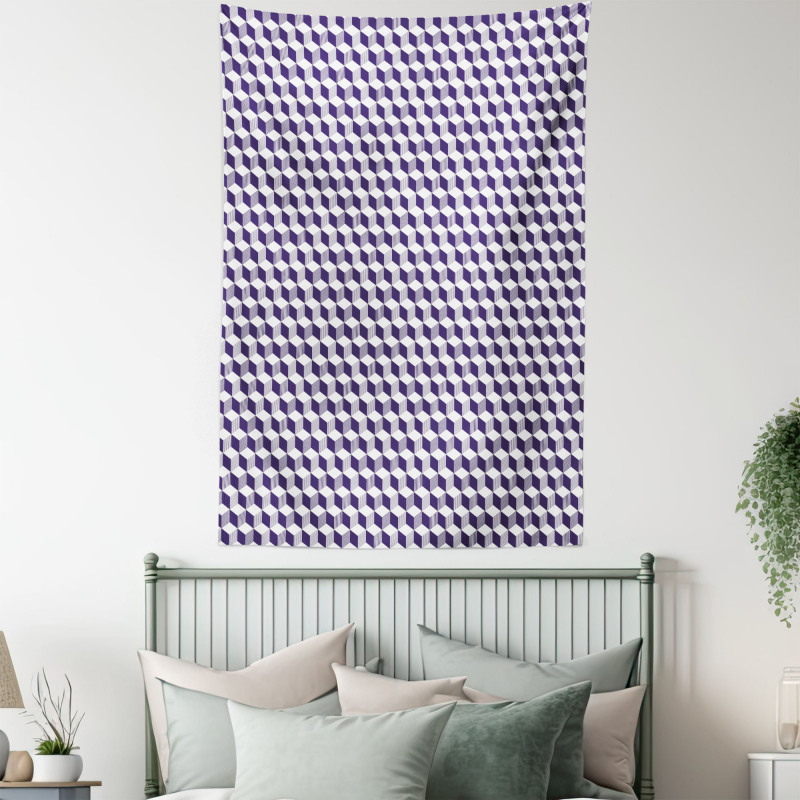 Abstract Cube Stripes Tapestry