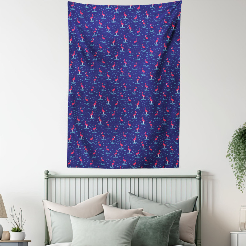 Wavy Lake Birds Tapestry