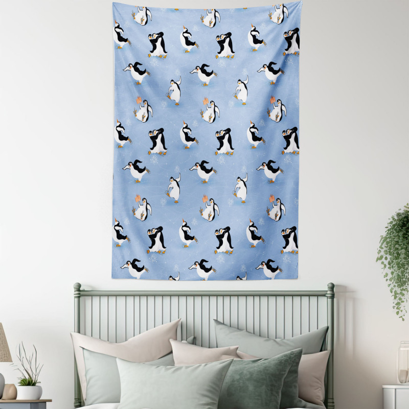Skating Penguins Tapestry