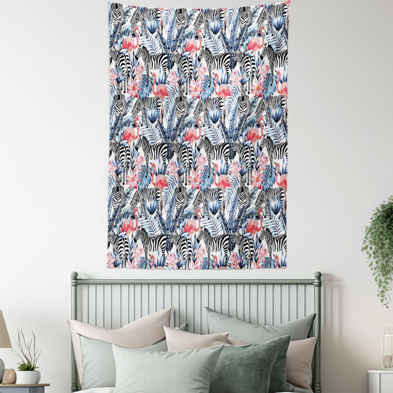 Flamingo with Zebra Tapestry