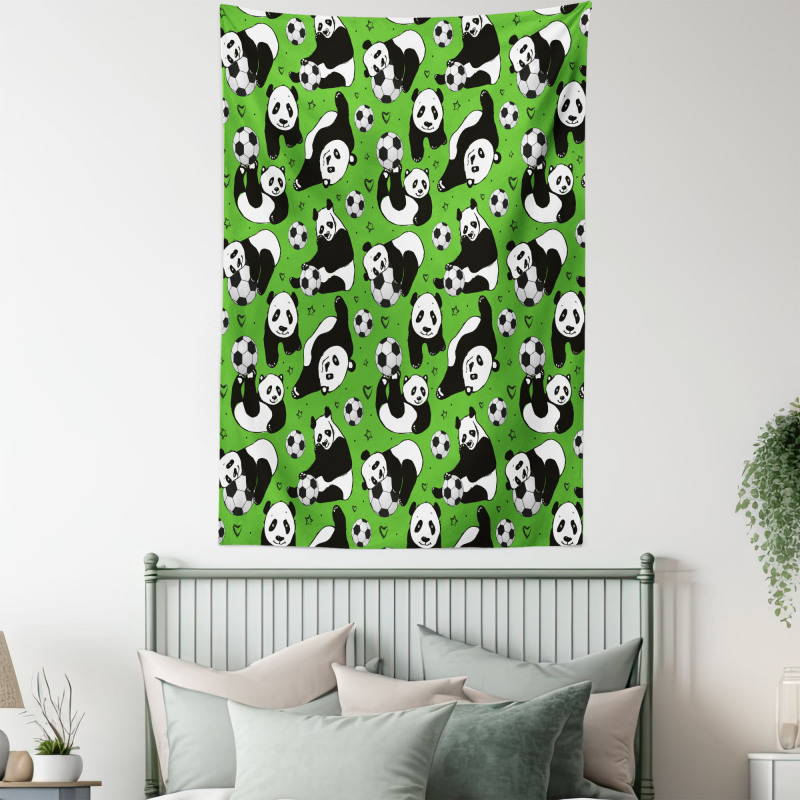 Funny Panda Hearts Stars Tapestry