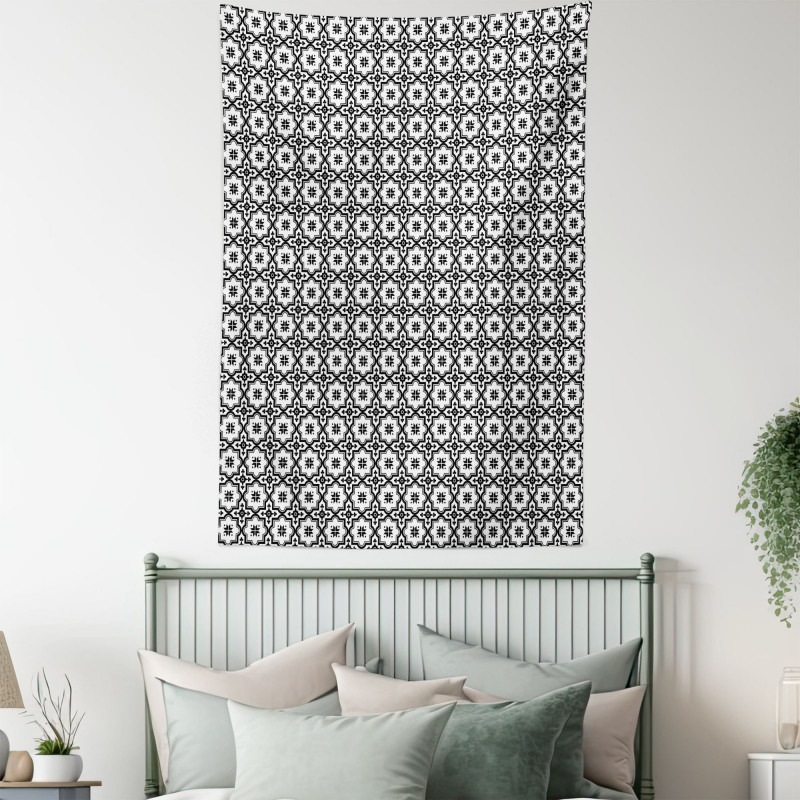 Monochrome Tile Design Tapestry