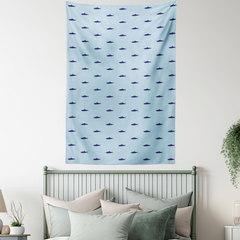 Ocean Life in Blue Shades Tapestry