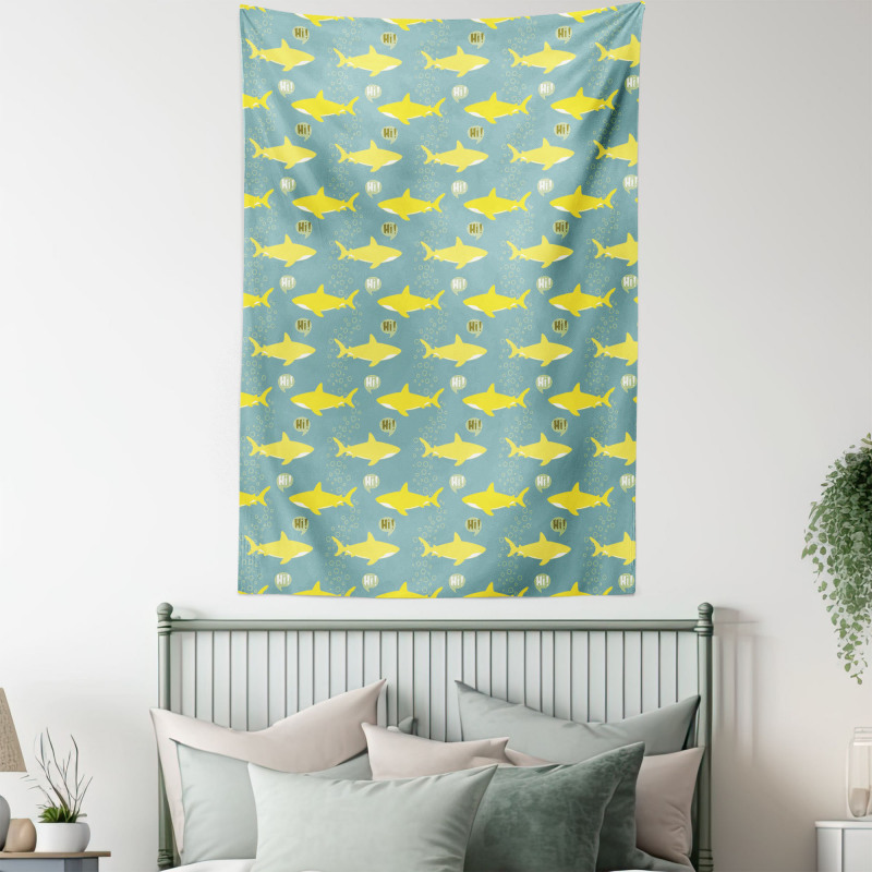 Friendly Yellow Fishes Tapestry