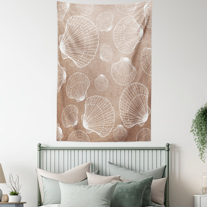 Hand Drawn Shells Tapestry