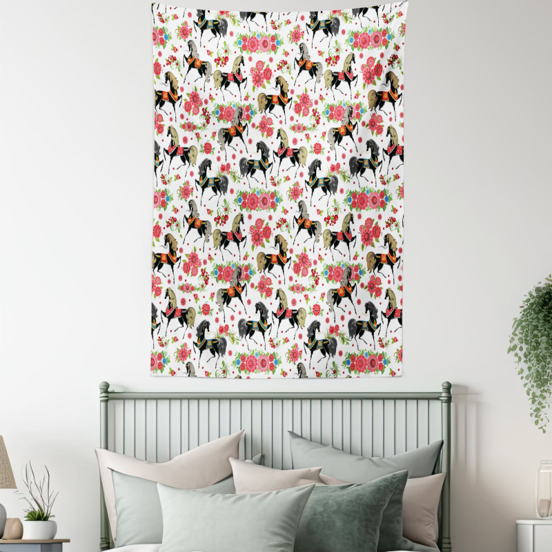 Abstract Floral Stallion Tapestry