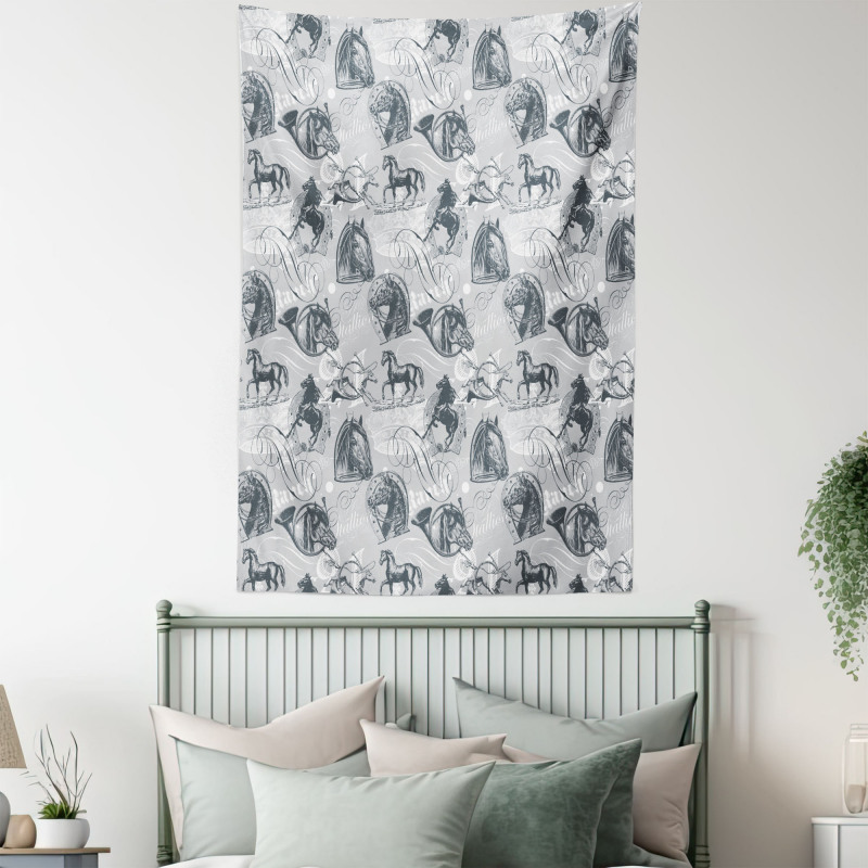 Stallion Sketch Style Tapestry