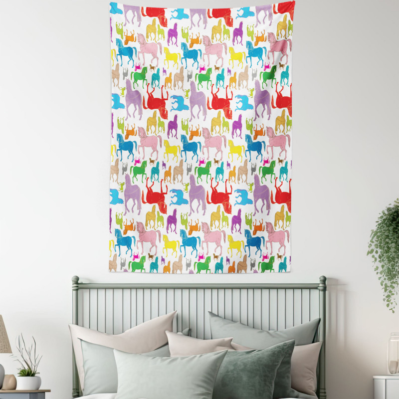Abstract Stallions Wild Tapestry