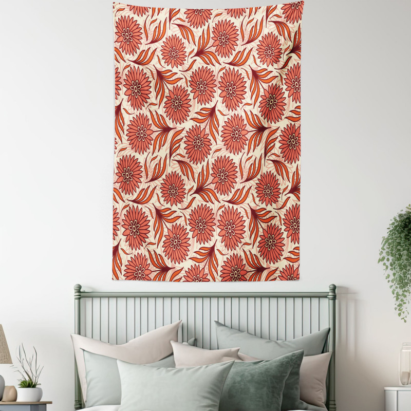 Nostalgic Gerbera Motifs Tapestry