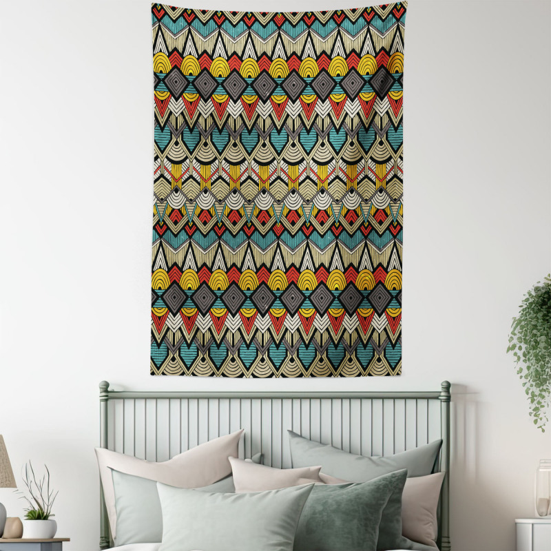 Folk Art Sharp Motifs Tapestry