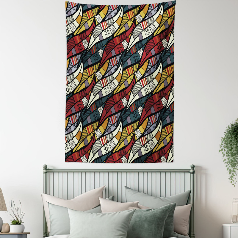 Circles Chevrons Lines Tapestry