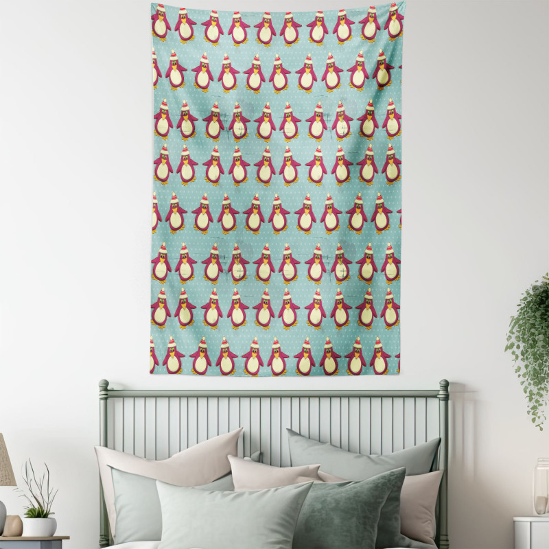 Funny Arctic Penguins Tapestry