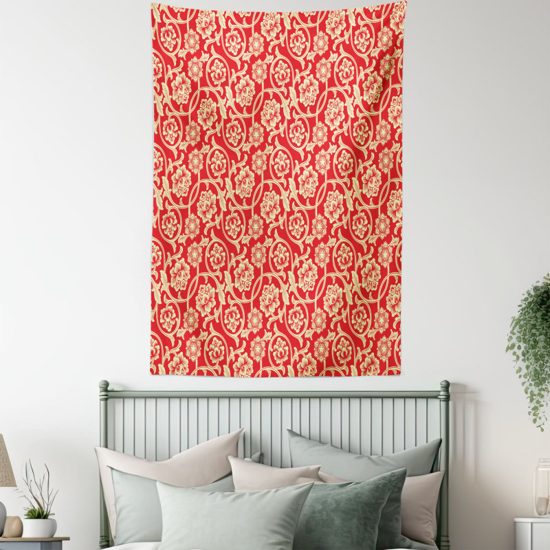 Chinese Blossoms and Curls Tapestry