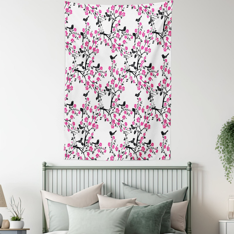 Sakura Tree Bird Tapestry