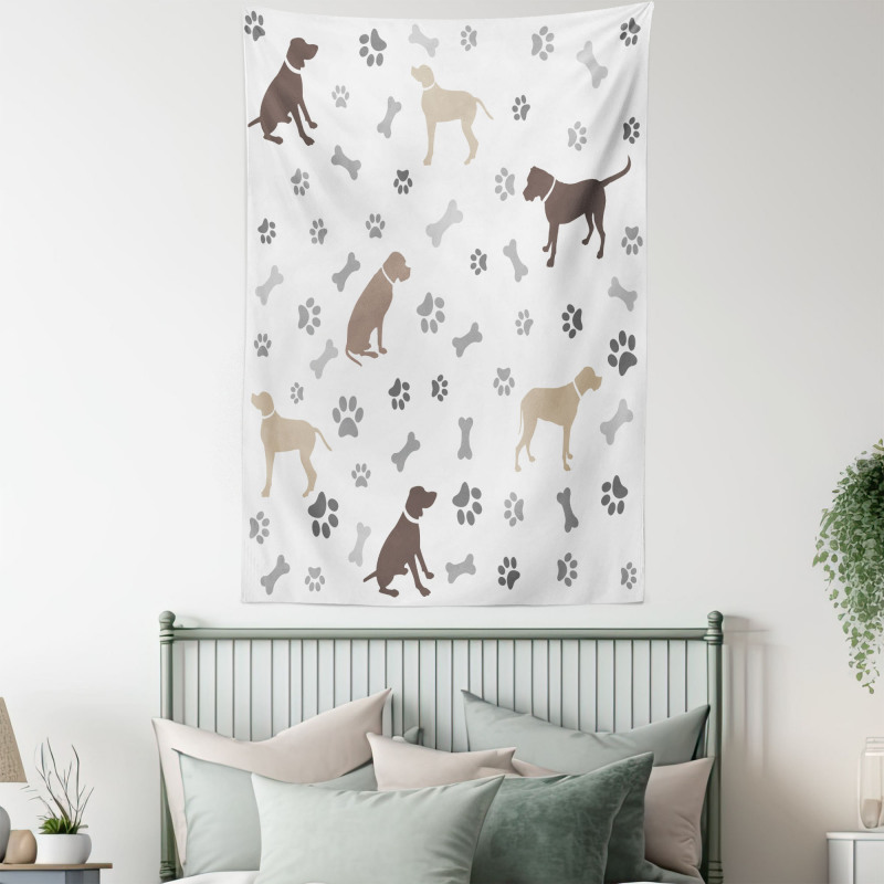 Paw Print and Bones Tapestry