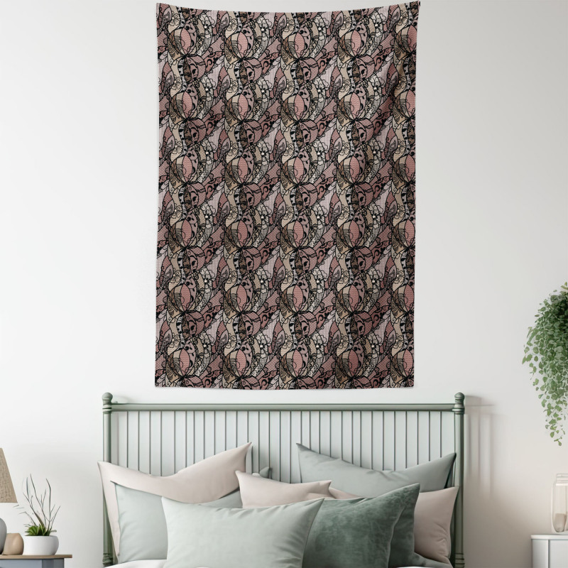 Black Lace Pattern Tapestry