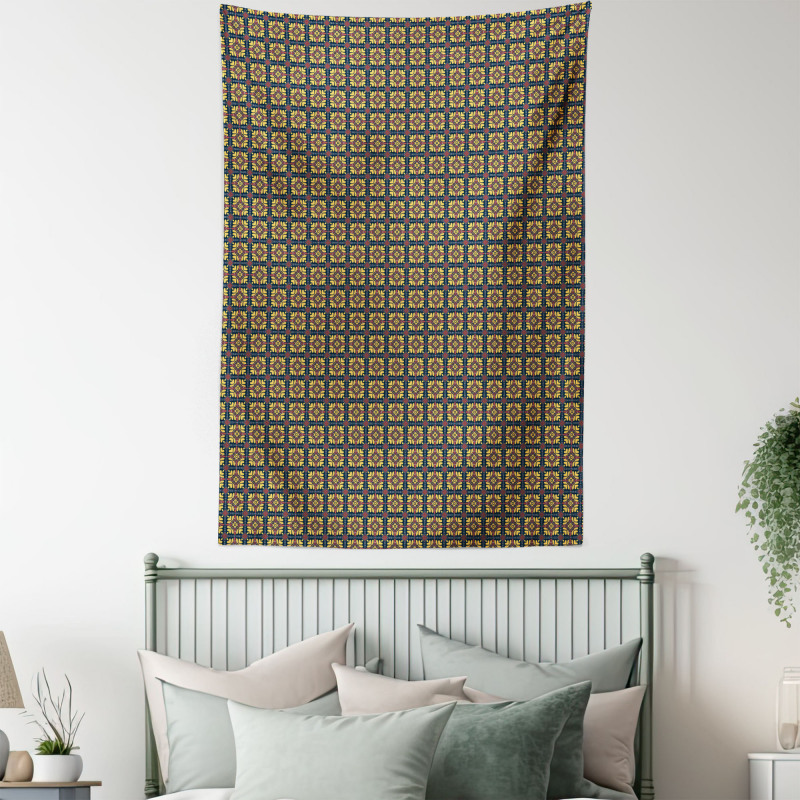Checkered Floral Tapestry