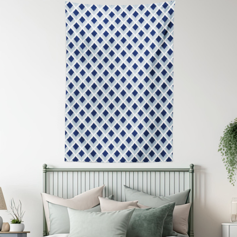 Blue Toned Ikat Modern Tapestry