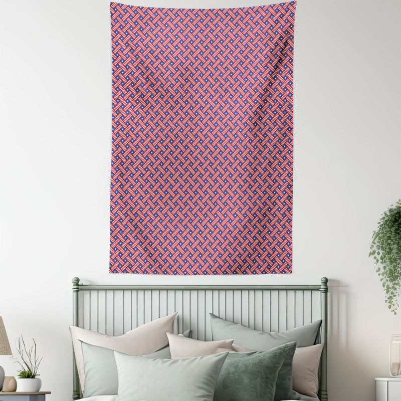 Diagonal Stripes Stars Tapestry