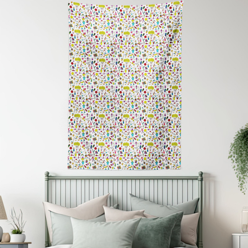 Cheery Colorful Cartoon Tapestry